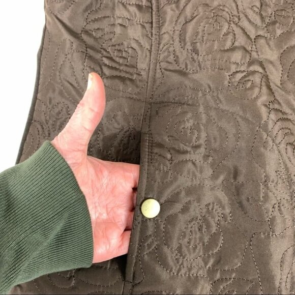 Alia Petite Collarless Brown  Floral Embroidered Vest - Picture 6 of 12